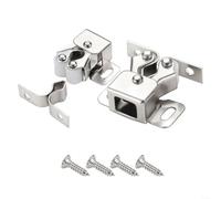 snowchecking Pestillo de doble rodillo, pestillo de puerta de armario, pestillo de muebles para armario, herrajes de acero plateado con apertura suave, fácil instalación, tamaño de 32 mm x 15 mm, para