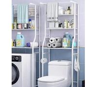 SNOWDVANCE Estante de Almacenamiento para Baño, Organizador de Hierro Acero Encima Inodoro,Lavadora, Mueble, Ahorra Espacio de 3 Niveles 47 x 25 x 160cm. Blanco