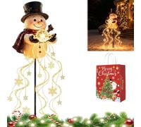 Snowman Magic Fountain - Flowing Snowflake LED Christmas Garden Lights，1Pc | Solar Garden Stake Light, Flowing Snowflake LED Effect, Solar-Powered. Ideal for Winter Yard Decor, Pathways &festive Lawns