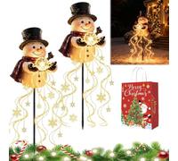 Snowman Magic Fountain - Flowing Snowflake LED Christmas Garden Lights，2Pcs | Solar Garden Stake Light, Flowing Snowflake LED Effect, Solar-Powered. Ideal for Winter Yard Decor, Pathways &festive Lawns