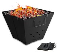 Snowpea Portable Fire Pit for Camping, Collapsible Outdoor Fire Pit with Carry Bag, Iron Fire Bowl for Picnics, Bonfire, Patio, Backyard and Garden - con Parrilla