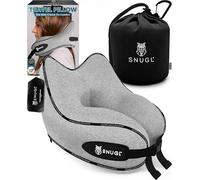 SNUGL Almohada de Viaje Ergonómica - Cojín Cuello Viaje de Espuma Viscoelástica | Almohada Cervical con Bolsa de Transporte para Coche y Avión | (Gris - Adulto Pequeño)
