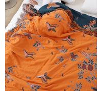 Snylcce Manta bohemia grande de doble cara, 100% algodón orgánico, tejida a mano, acogedor acento bohemio para sofás y sillones de 2 a 3 plazas, 200 x 230 cm, pájaro naranja