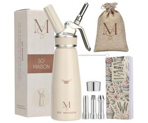 SO’Maison Sifón de Cocina Profesional 500 ml - Chantilly y Nata para Montar, Espumas Dulces y Saladas - Diseño Vintage Elegante