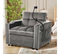 SoarFlash Sofá-Cama Extensible 3 en 1 Sillón Reclinable Individual Forrado, Bolsillo Lateral, Porta-Tazas y Porta-Teléfono Espacios pequeños，83 x 167 x 76 cm, Gris Oscuro