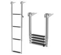 SOARS Escalera de piscina plegable, 4 peldaños, acero inoxidable | Escalera de baño telescópica con peldaños antideslizantes, escalera de acero inoxidable, soporta hasta 227 kg