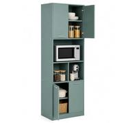 Soayone Armario de Cocina Alacena 180,5x60x40 cm, Aparador Estilo Escandinavo con Baldas Ajustables, Mueble Vajillero Alto 4 Puertas, Comedor Salón (Verde Sauce)