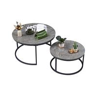 Soayone Mesa de Centro 2 Juegos, Mesa Auxiliar Sofa con Textura de mármol Gris, Mesa Auxiliar Salon con Marco Gris, Mesa Centro Salon Moderna