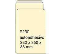 Sobre de muestras con fuelle crema | 230 x 350 x 38 mm | P230 | adhesivo | 125 unidades