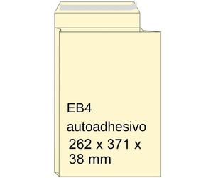 Sobre de muestras con fuelle crema | 262 x 371 x 38 mm | EB4 | adhesivo | 125 unidades