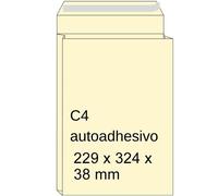 Sobre de muestras con fuelle crema | 324 x 38 mm | C4 | adhesivo | 125 unidades