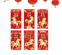 Sobre Rojo del Año del Caballo 6 Unidades Diseños de Caballos 2026