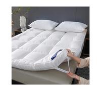 Sobrecolchon Topper Extra Grueso De 10cm 200x220cm Cubrecolchón De Algodón Suave 180x200cm Fibra De Soja En Exceso Transpirable Colchón Futón Acolchado (Color : White, Size : Full XL-135x200cm)