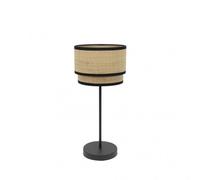 Sobremesa con pantalla de tela modelo roque natural/negro fabrilamp