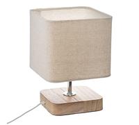 Atmosphera - Lámpara Toxey Beige en Madera y Tela Efecto Lino - Bombilla No Incluida