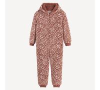 Sobrepijama de forro polar con capucha, estampado de leopardo. Talla 114 cm (6 años). Color Marrón