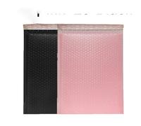 Sobres acolchados de polietileno, color negro y rosa, autoadhesivos, impermeables, sobres de embalaje de burbujas para envío, embalaje de correo, 25 rosas, 25 negros, 11 x 15 cm