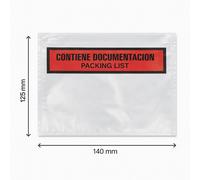 Sobres Adhesivos Rojos 140x125 "Contiene Documentos" - 1000 unidades
