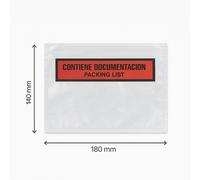Sobres Adhesivos Rojos 180x140 "Contiene Documentos" - 1000 unidades