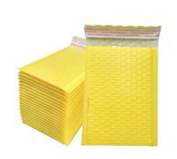 Sobres de correo acolchados con burbujas, 100 Uds., sobres poliéster for embalaje, bolsas envío autoselladas, relleno negras para Cosméticos(Yellow,13 * 15cm)