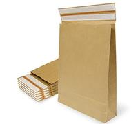 Sobres de Papel Kraft con Doble Tira de Silicona de 3 Fuelles para Envíos y Empaquetados. Bolsas de Papel para Enviar Ropa, Complementos, Decoración o Regalos - Ofituria