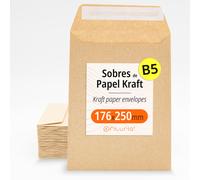 Sobres de Papel Kraft con Tira de Silicona para Invitaciones o Bolsitas de regalo de invitados en Bodas, Comuniones o Bautizos. Sobres para joyas o semillas - Ofituria 176x250 100 sobres