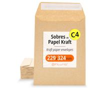 Sobres de Papel Kraft con Tira de Silicona para Invitaciones o Bolsitas de regalo de invitados en Bodas, Comuniones o Bautizos. Sobres para joyas o semillas - Ofituria 229x324 100 sobres
