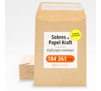 Sobres de Papel Kraft con Tira de Silicona para Invitaciones o Bolsitas de regalo de invitados en Bodas, Comuniones o Bautizos. Sobres para joyas o semillas - Ofituria 184x261 200 sobres