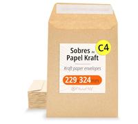 Sobres de Papel Kraft, Sobres para Documentos, Regalos, Invitaciones de Boda y Envíos, Bolsas de Papel Resistentes, Versátiles para Todas las Ocasiones, Tamaño C4 - Ofituria (229x324, 50 uds)