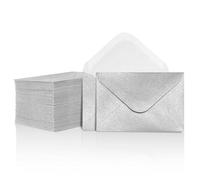 Sobres para tarjetas de regalo - 100 sobres de papel para tarjetas de visita, pequeños bolsillos a granel para tarjetas de notas pequeñas, plateados, 4 x 2.7 pulgadas