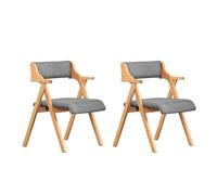 SoBuy, 2 sillas plegables con reposabrazos, madera maciza, color gris, estilo escandinavo, modelo FST98-HGX2