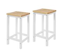 SoBuy 2 Taburetes de Bar Cuadrados con Asiento ergonómico, 35x61x35cm | Silla de Cocina con 4 patas robustas, fácil de limpiar, carga de 100 kg, madera de caucho/pino, cocina & barra, FST29-WNx2