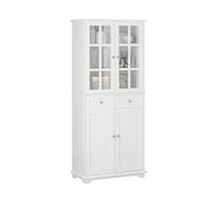 SoBuy Aparador Alto de Cocina, Cristal, 6 Huecos & 2 cajones, 76x175x40cm | Mueble Auxiliar de Almacenaje con 2 antivuelcos, carga 100 kg, MDF/PB, cocina & comedor & baño & dormitorio/salón, FSB76-W