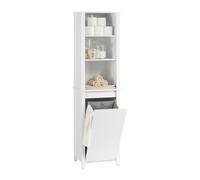 SoBuy, armario alto con bolsa de ropa plegable, estrecho, para baño, mueble de baño de madera, estante de baño que ahorra espacio, blanco, 45x171x35 cm, modelo BZR102-W