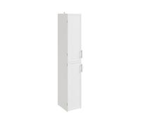 SoBuy Armario alto estrecho para baño blanco moderno con 2 puertas y 6 cajones, mueble de almacenamiento Armario BZR243-W