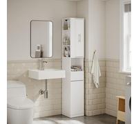 SoBuy Armario alto de baño estrecho 180 cm, mueble columna con 5 baldas y 2 cajones, blanco Armario alto de baño BZR242-W