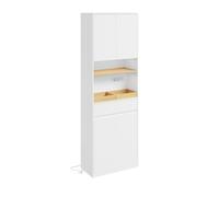 SoBuy Armario de baño alto blanco con cajón, estante y cesta extraíble, con enchufes integrados Sección superior BZR241-E-W