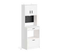 SoBuy: Mueble estrecho con cajones, armario con enchufes, blanco, diseño moderno, modelo FSB98-E-WG