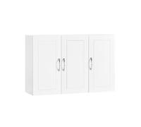 SoBuy Armario Baño Pared Blanco - Mueble Baño Colgar con Estantes Ajustables - Armario Cocina Pared Estrecho y Moderno para Baño, Cocina o Lavadero Armario de Pared Multiusos, 90x30x60 cm, FRG231-L-W