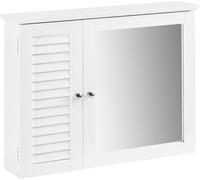 SoBuy: Armario con espejo, armario alto para baño, armario de pared con puerta espejo, armario con cajones y estante, 65x15x49 cm