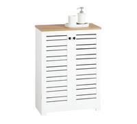 SoBuy Armario con Pie Mueble Auxiliar para Baño Armario de Baño con 2 Estantes y 2 Puertas Blanco Medidas: 60x30x82cm BZR41-W ES