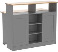 SoBuy: Armario de almacenamiento, armario de cocina, isla de cocina, armario multiusos, armario de cocina con puertas correderas y superficie de trabajo extensible, 110x68x97 cm