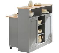 SoBuy, armario de almacenamiento, armario de cocina, isla de cocina, armario multiusos, armario de cocina con puertas correderas y superficie de trabajo extensible, 110x68x97 cm, FSB36