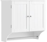 SoBuy, armario de baño, armario alto de pared, armario de pared, toallero con 2 puertas, con 2 estantes ajustables para cocina, pasillo o baño