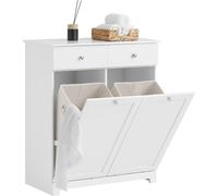 SoBuy: Armario de baño con almacenamiento, incluye 2 cajones y 2 cestos para la ropa. Armario para la ropa y cesta para la ropa. Color: blanco