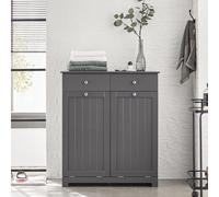SoBuy: Armario de baño con almacenamiento, incluye 2 cajones y 2 cestos para la ropa. Armario para ropa y cesta para la ropa - Gris