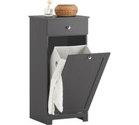 SoBuy: Armario de baño con espacio de almacenamiento y cesto para ropa, color gris (ancho 40 cm)