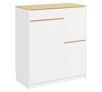 SoBuy Armario de cocina con cubos de basura extraíbles, blanco y madera, 80x38x90 cm, almacenaje y reciclaje Armario FSB111-WN