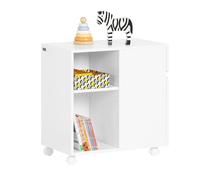 SoBuy Armario de Oficina con Ruedas para Impresora con cajones y Compartimentos 58 x 35 x 59 cm ASK05-W ES