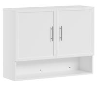 SoBuy Armario de Pared Blanco con Estante Inferior, Mueble Colgante para Baño, Cocina o Lavandería Armario de pared BZR233-W